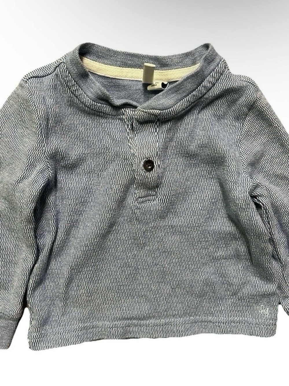 Janie And Jack Baby Toddler Boy Blue Henley Long Sleeve Shirt Size 12-18 Months
